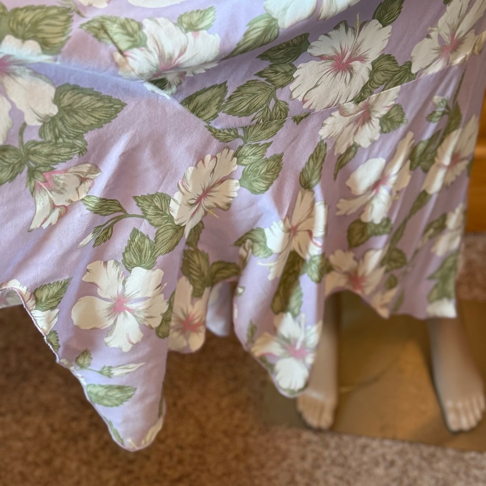 Vintage Kaua’iana Hawaiian Maxi Dress XL Tropical Floral Rayon Handkerchief Hem - Picture 4 of 15
